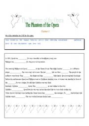 English Worksheet: The Phantom of the Opera Chapter 3