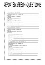 English Worksheet: reported speech