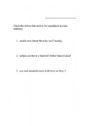 English Worksheet: Capital Letters