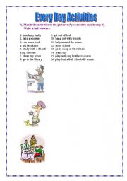 English Worksheet: Every Day Activities