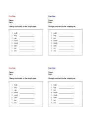 English worksheet: Irregular Simple Past Verbs QUIZ