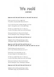 English worksheet: we rock (Camps Rock song)