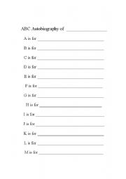 English worksheet: ABC Autobiography