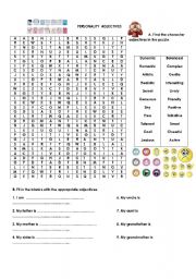 English Worksheet: Personality Adjectives