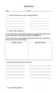 English Worksheet: ENGLISH QUIZ
