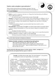 English Worksheet: SYMBOL  -  SIMILE  -  METAPHOR  -  PERSONIFICATION