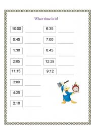 English worksheet: What time is it