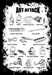 English Worksheet: ART ATTACK PICTIONARY I