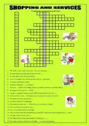 English Worksheet: SHOPPING AND SERVICES - CROSSWORD