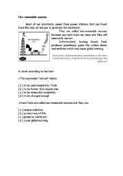 English worksheet: non renewable sources  - fuel oil