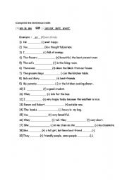 English worksheet: To Be Verbs