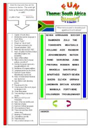 English Worksheet: Fun Sheet Theme: South Africa