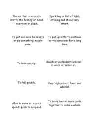 English Worksheet: Vocabulary Word Definitions