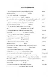 English Worksheet: Transformation (2) with answers (FCE)