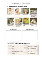 English Worksheet: Healthy habits