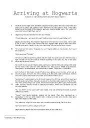 English Worksheet: Harry Potter - Arriving at Hogwarts - Reading