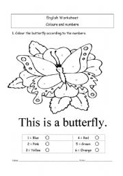 English Worksheet: Colour by number