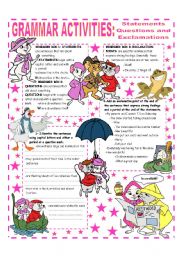 English Worksheet: SENTENCES - QUESTIONS & EXCLAMATIONS - EASY GRAMMAR REFERENCE AND ACTIVITIES