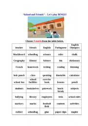 English Worksheet: School and Friends