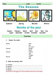 English Worksheet: Seasons and Months of the year (page 1) 
