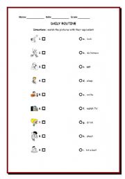 English worksheet: Daily Activities - Match the pictures