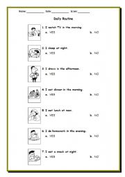 English worksheet: Routine - True or False