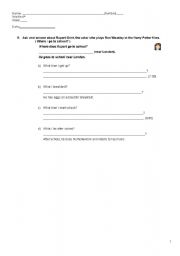 English Worksheet: Harry Potters friend - Present Simple / Daily routines