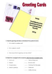 English worksheet: ReadingGreeting Card 