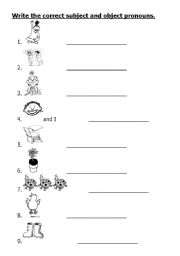 English worksheet: Subject Pronoun