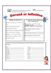 English Worksheet: Gerund or Infinitive