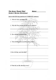 English Worksheet: The Green Thumb Thief Reading Exercise