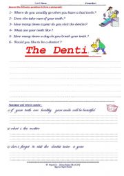 English Worksheet: A composition about The Dentist