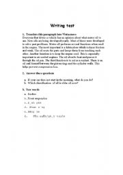 English Worksheet: Writting test for primary students