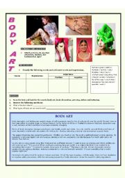 English Worksheet: Body art and decoration