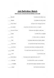 English Worksheet: Simple Job Matching