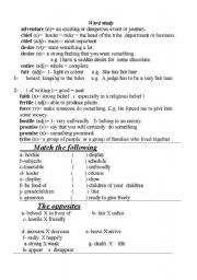 English worksheet: definitions & exercises 