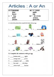 English Worksheet: Articles