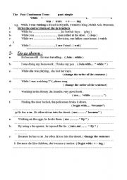 English Worksheet: link between the simple past & continuous + exercises 