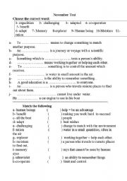 English worksheet: Multiple choice & match 