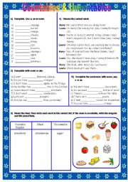 English Worksheet: Countables & Uncontables Nouns: A / An / Some / Any