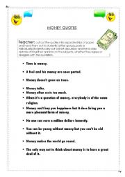 English Worksheet: Money Talks!!!