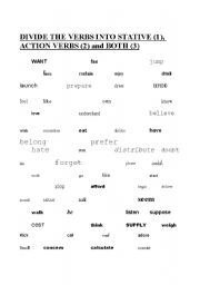 English Worksheet: Stative vs activity verbs