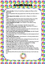 English Worksheet: Common Colour Idioms