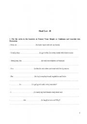 English worksheet: final test juniors