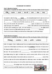 English worksheet: worksheet for fourth graders including vocabulary, reading and grammar