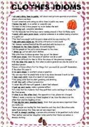 English Worksheet: Common Clothes Idioms