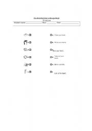 English worksheet: Classroom Language