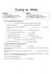 English Worksheet: During vs. While