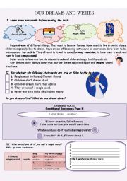 English Worksheet: OUR DREAMS AND WISHES