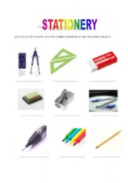 English Worksheet: Items of stationery